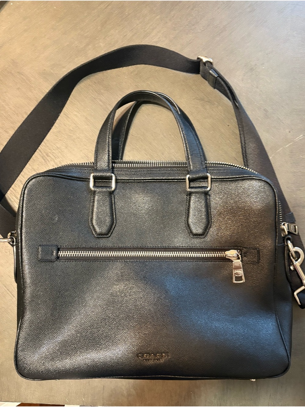 Coach Black Leather Laptop Brief with Detachable Strap. Like new condition.